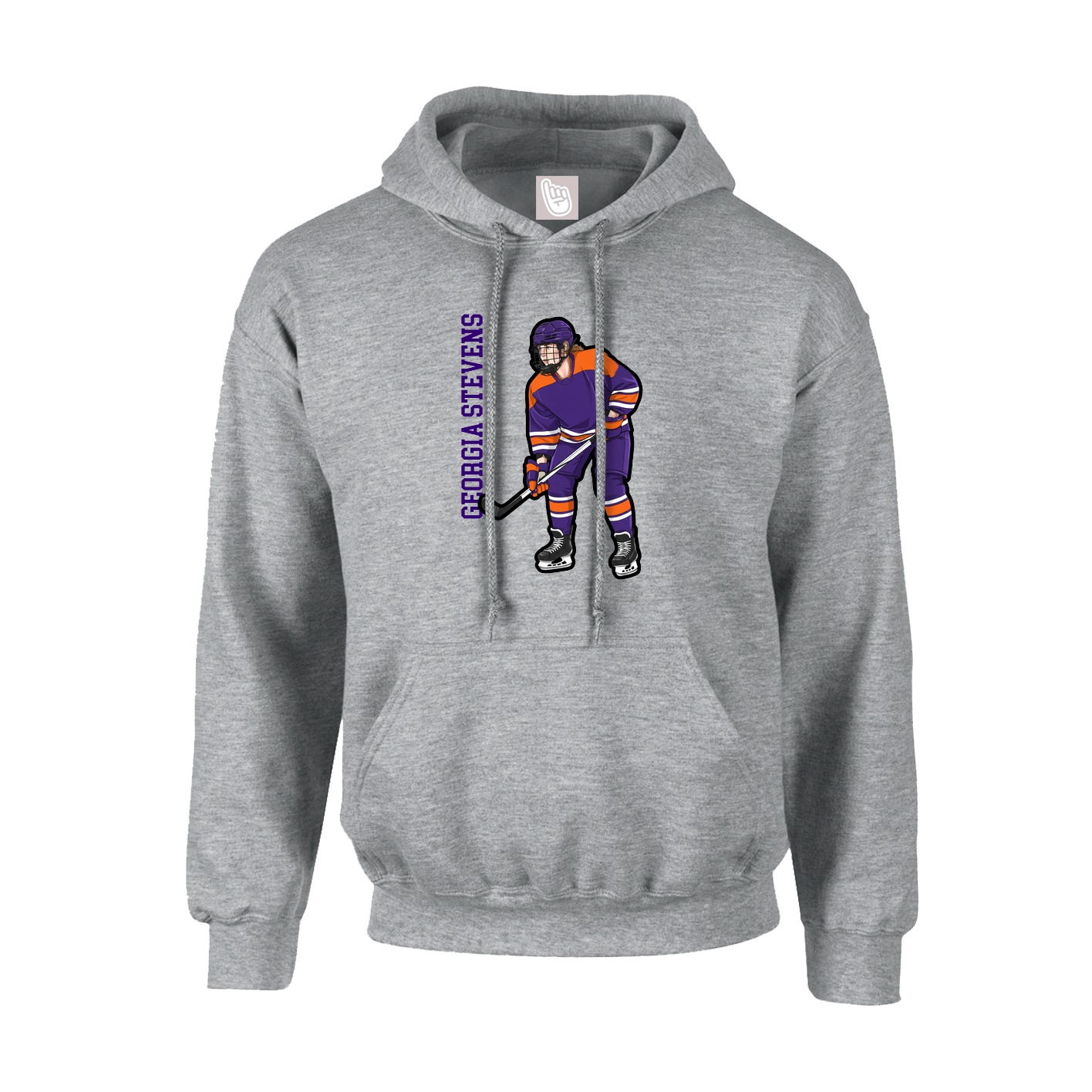 Youth Hoodie — Name Vertical in Grey