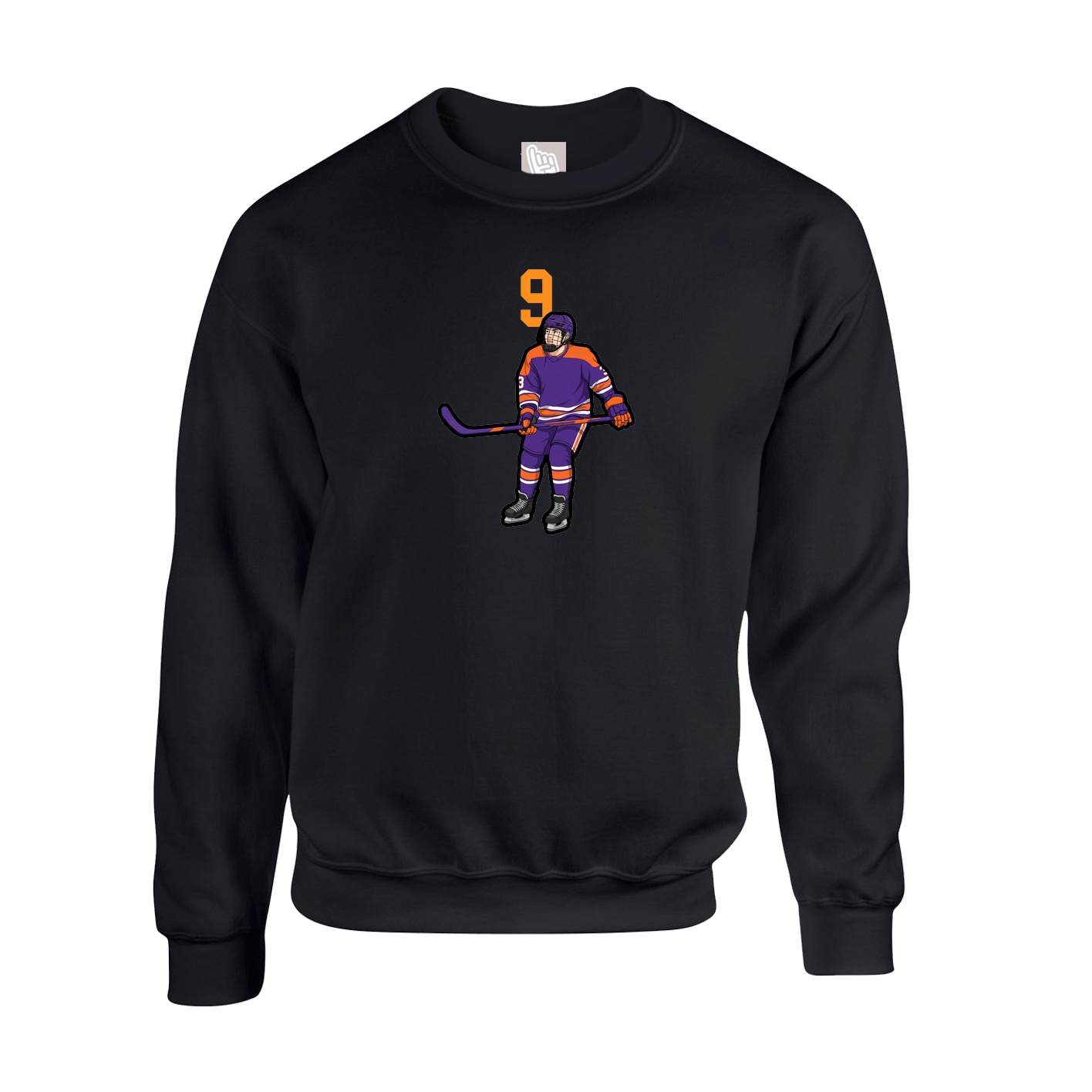 Fleece Crew — Number Top in Black