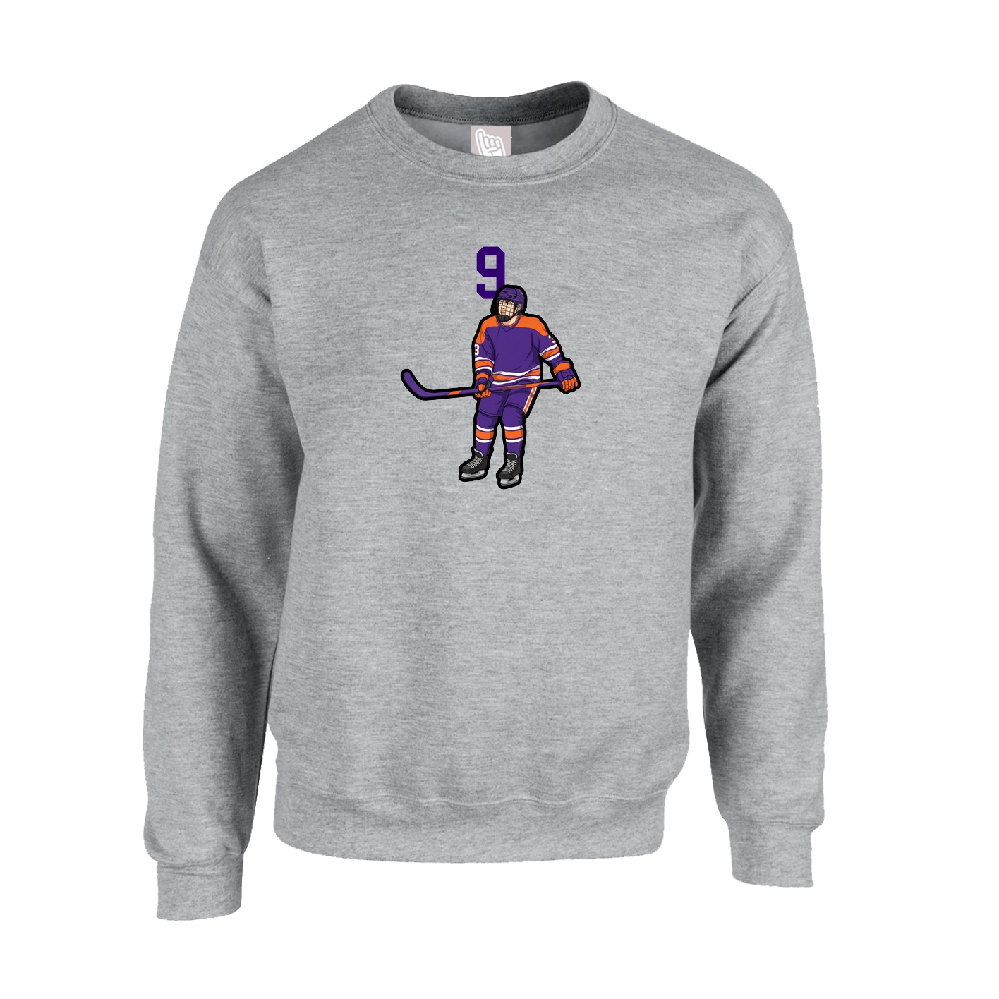 Fleece Crew — Number Top in Grey