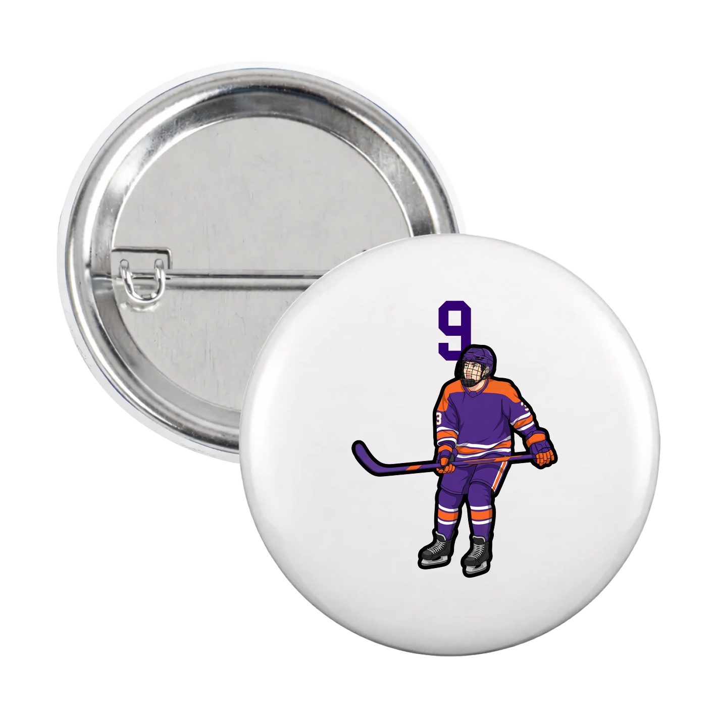 Game Day Button — Number Top in White