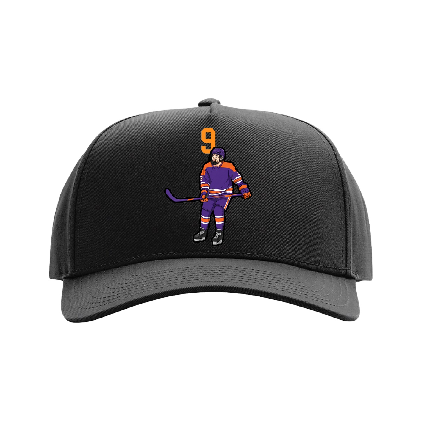 Full Fabric Five-Panel Champ Cap — Number Top in Black