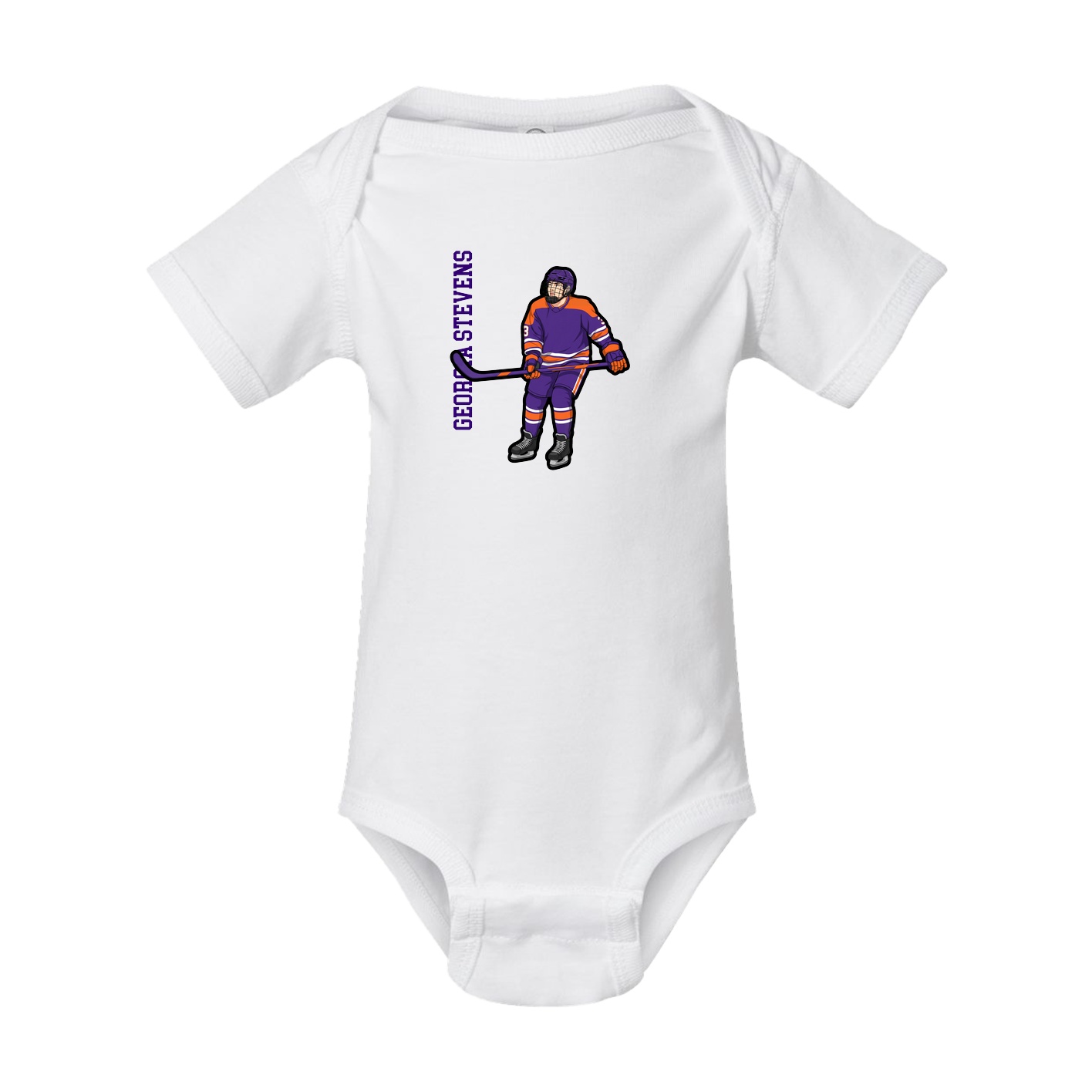 Baby Onesie — Name Vertical in White