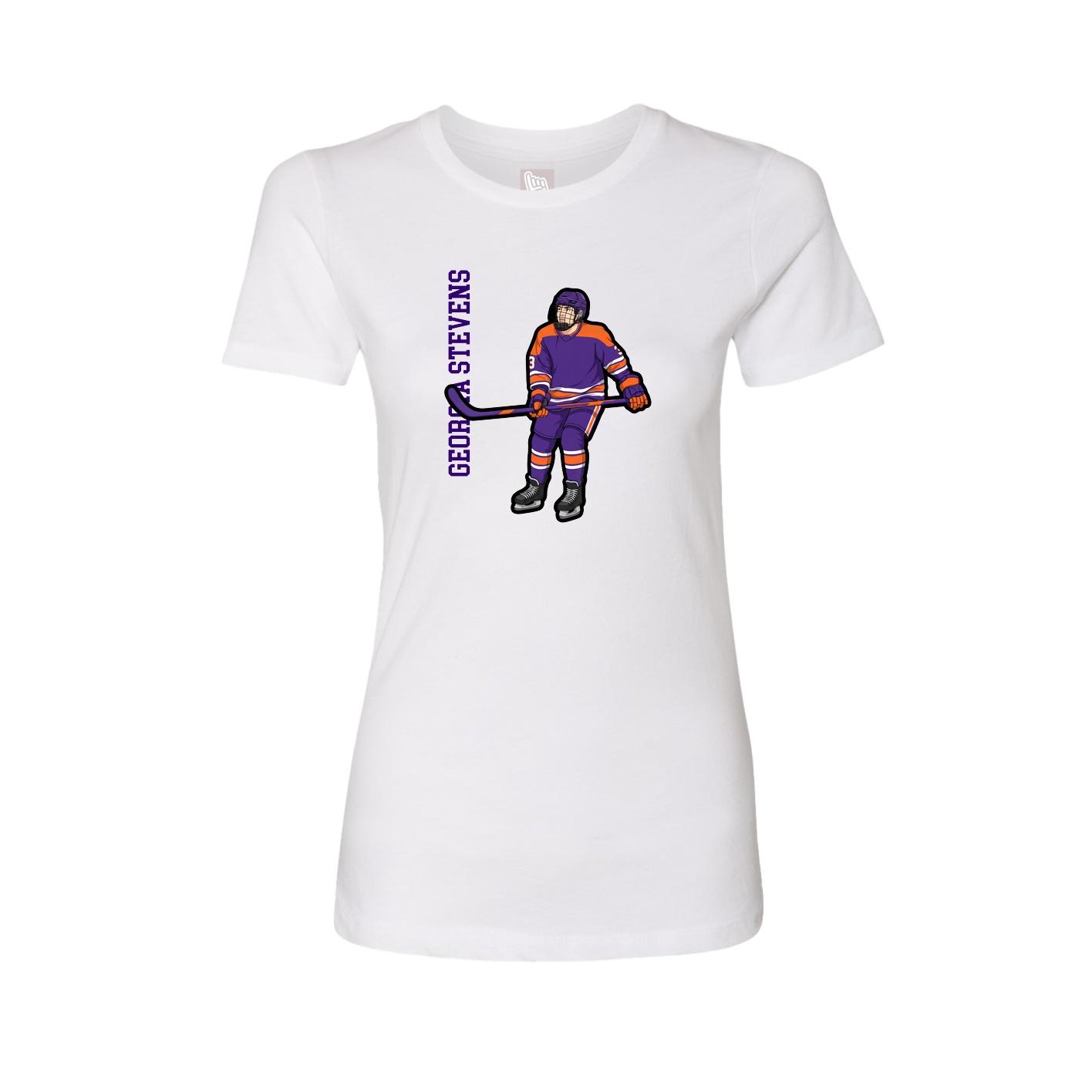 Womens Tee — Name Vertical in White