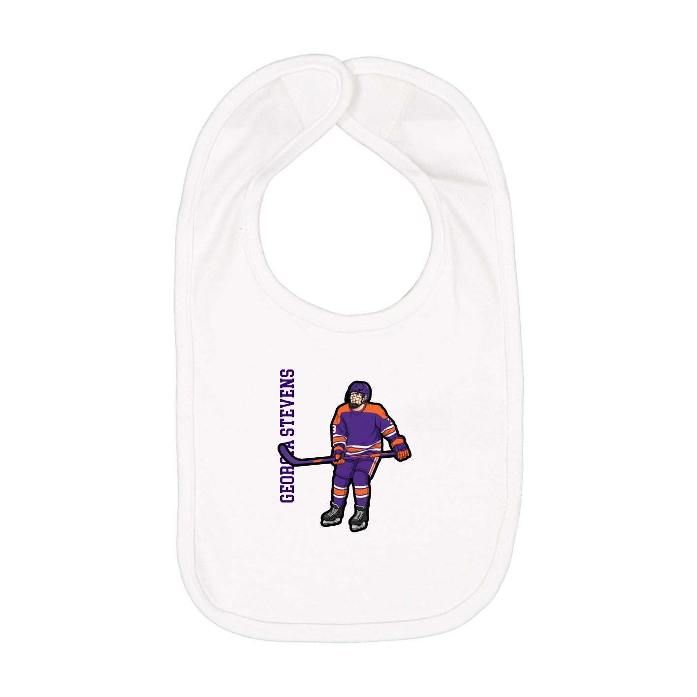 Infant Bib — Name Vertical in White