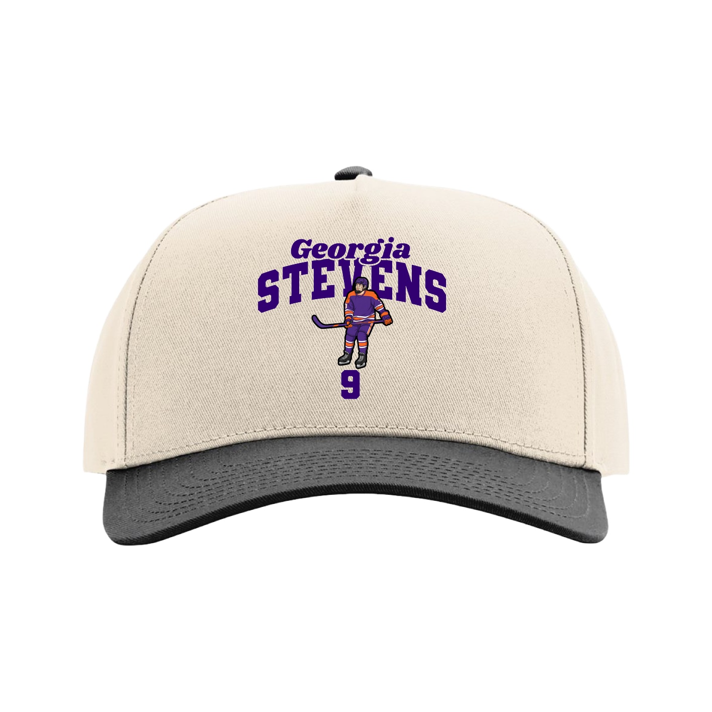 Full Fabric Five-Panel Champ Cap — Signature Arch in Cream/Black