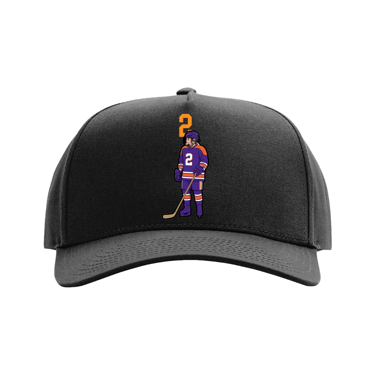 Full Fabric Five-Panel Champ Cap — Number Top in Black