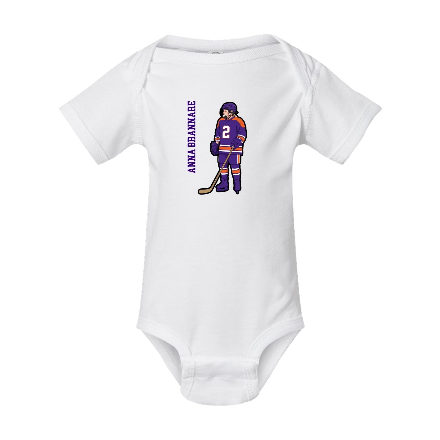 Baby Onesie — Name Vertical in White