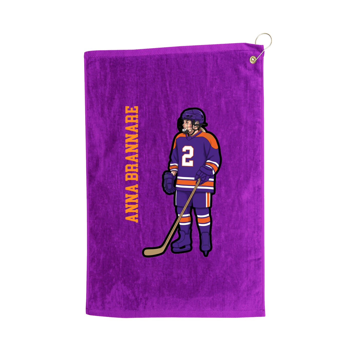 Golf Towel — Name Vertical in Purple