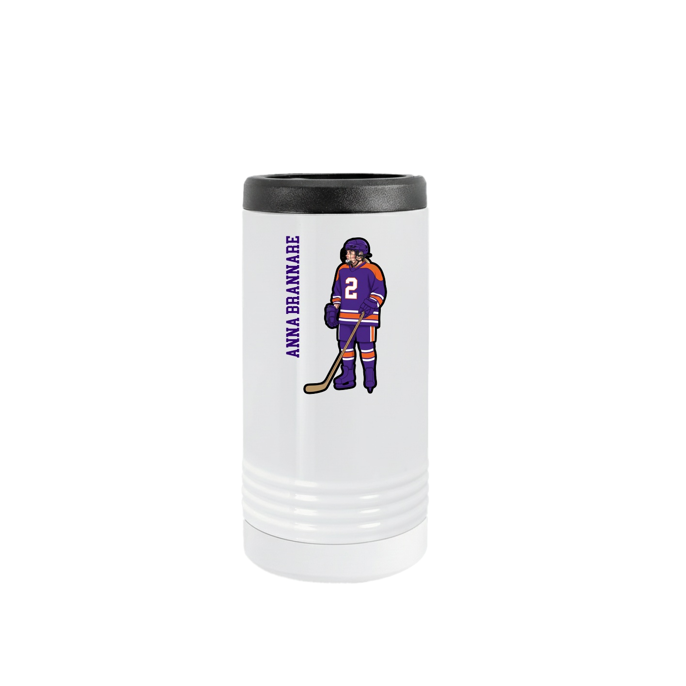 Slim Beverage Holder — Name Vertical in White