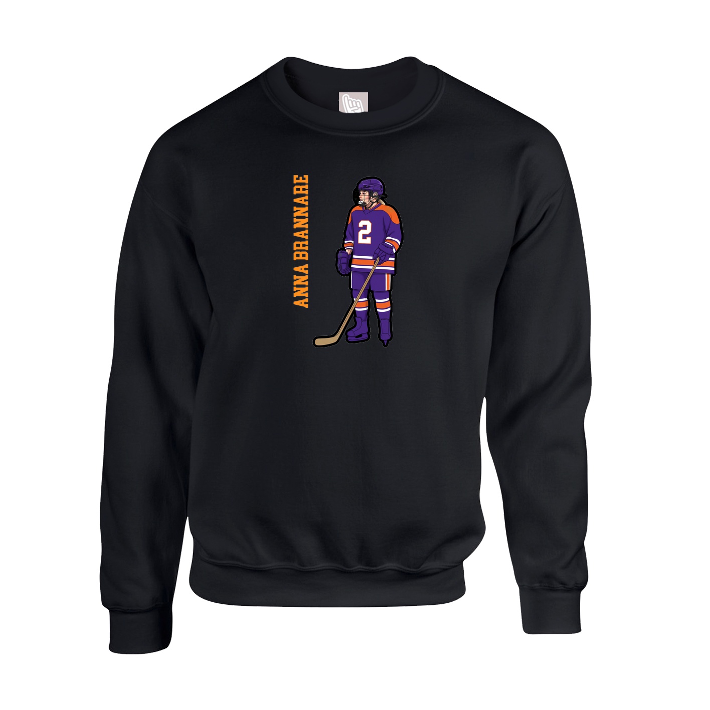 Fleece Crew — Name Vertical in Black
