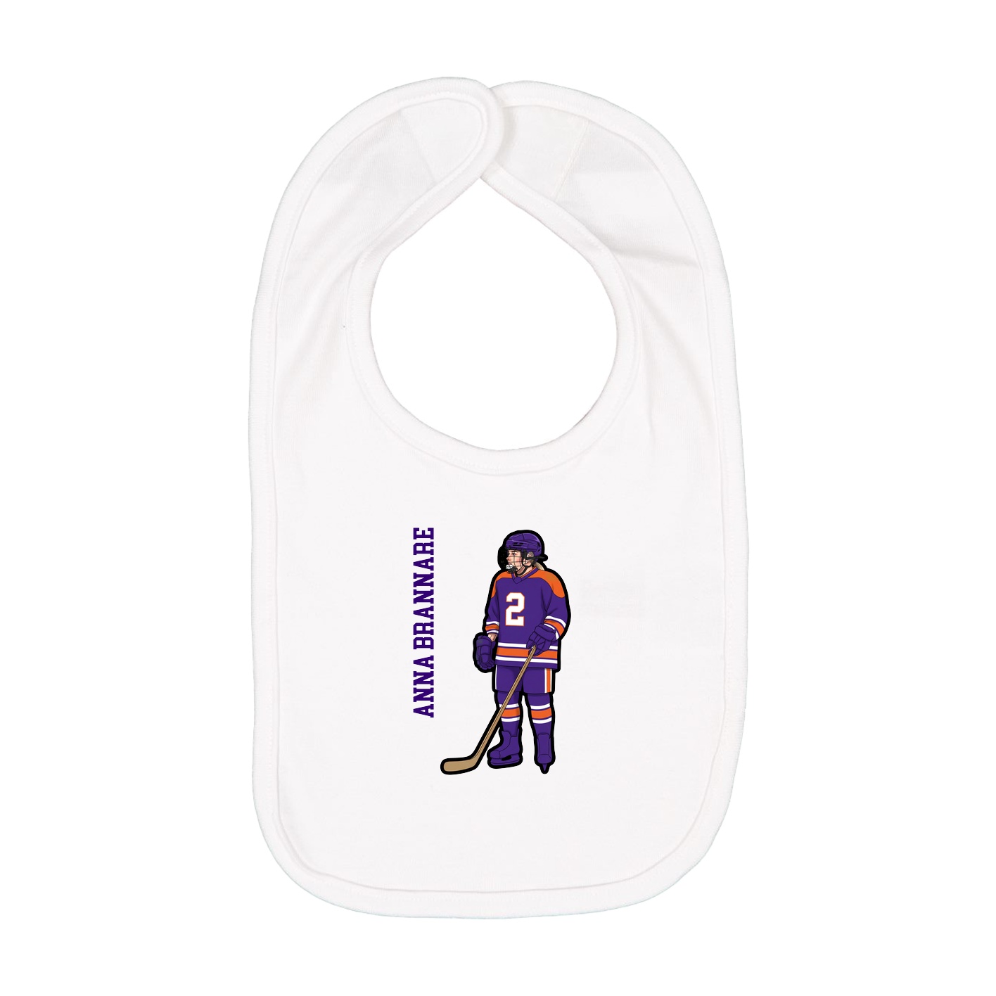 Infant Bib — Name Vertical in White