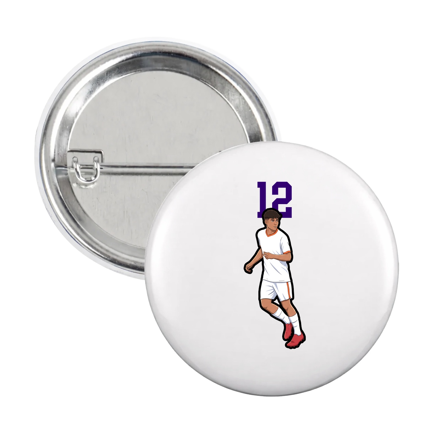 Game Day Button — Number Top in White
