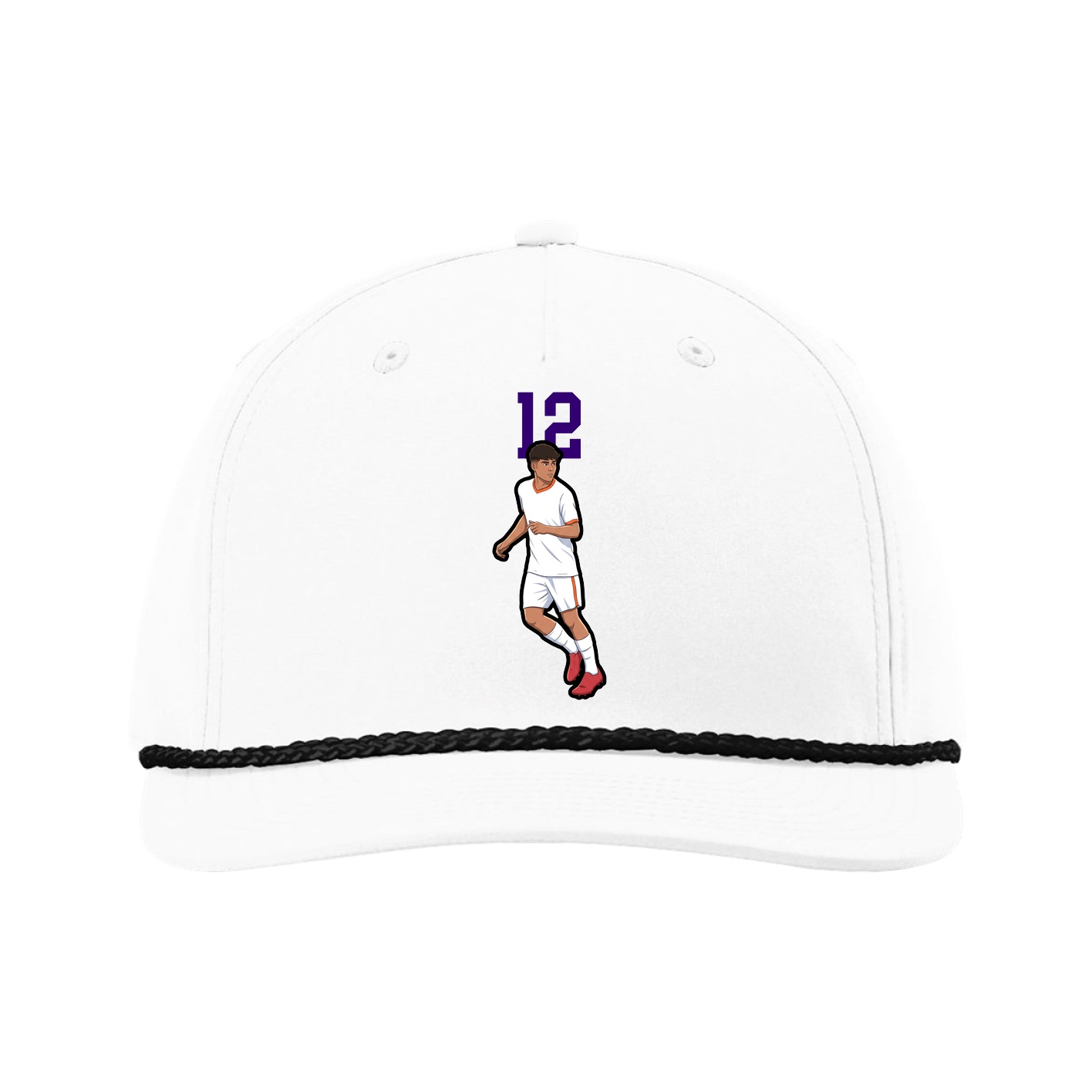 Five-Panel Classic Rope Cap — Number Top in White