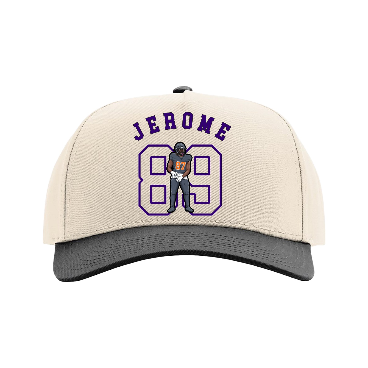 Full Fabric Five-Panel Champ Cap — Shirsey Arch in Cream/Black