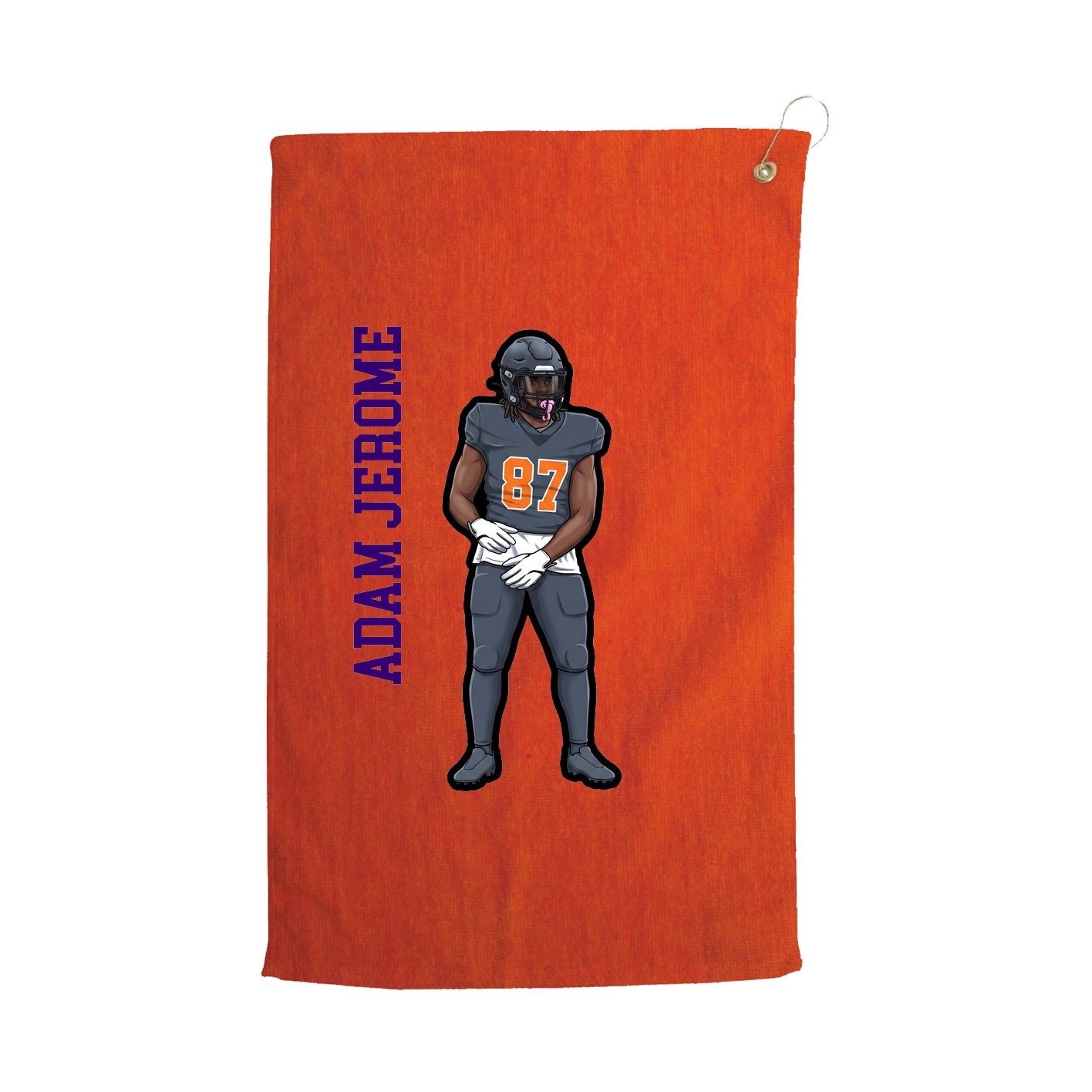 Golf Towel — Name Vertical in Orange