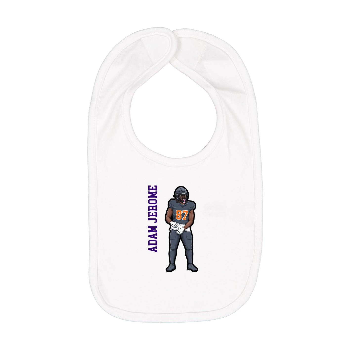 Infant Bib — Name Vertical in White