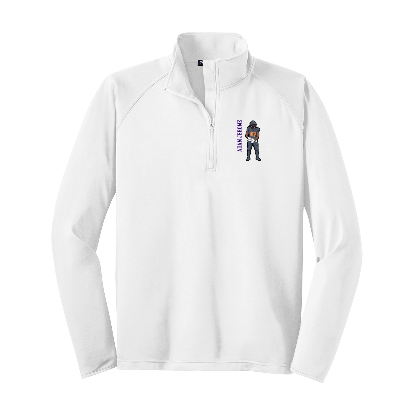 Q-Zip Pullover — Name Vertical in White
