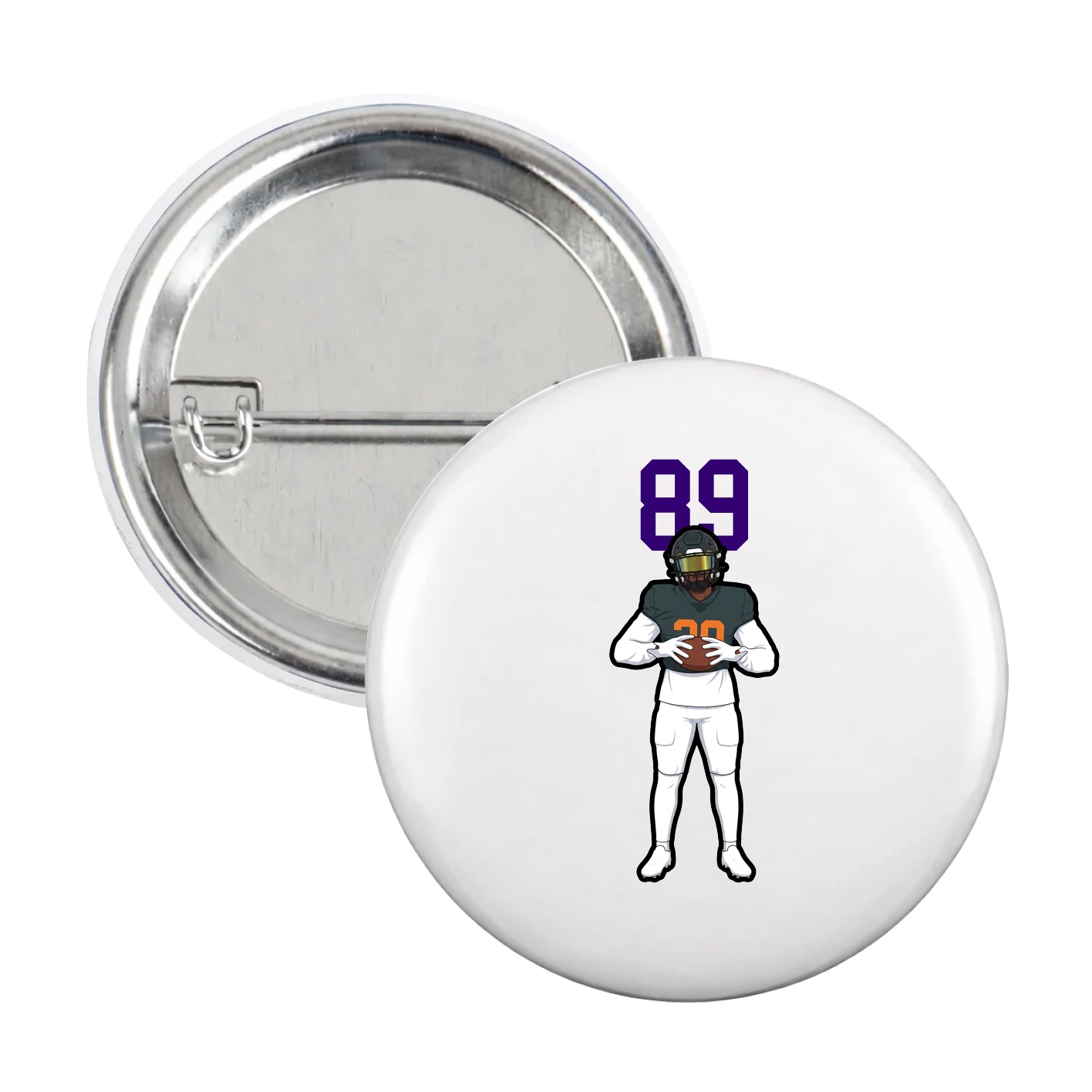 Game Day Button — Number Top in White