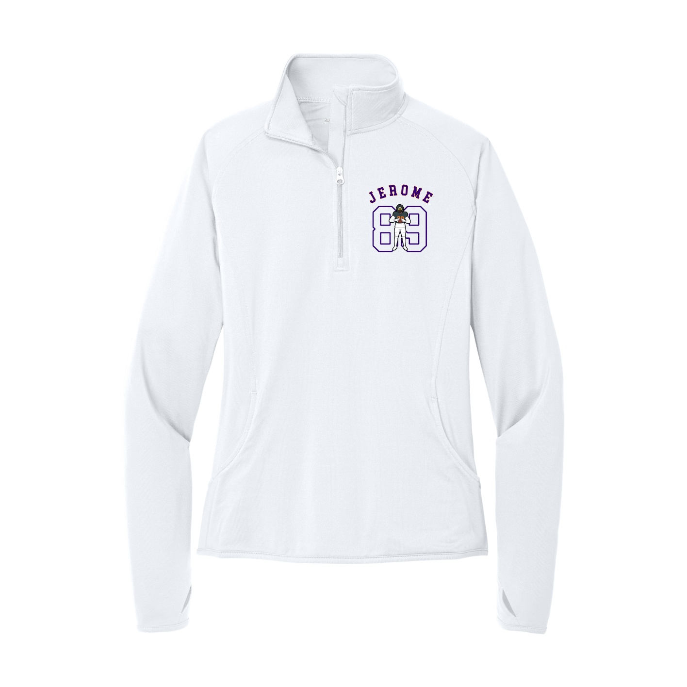 Women's Q-Zip Pullover — Shirsey Arch in White