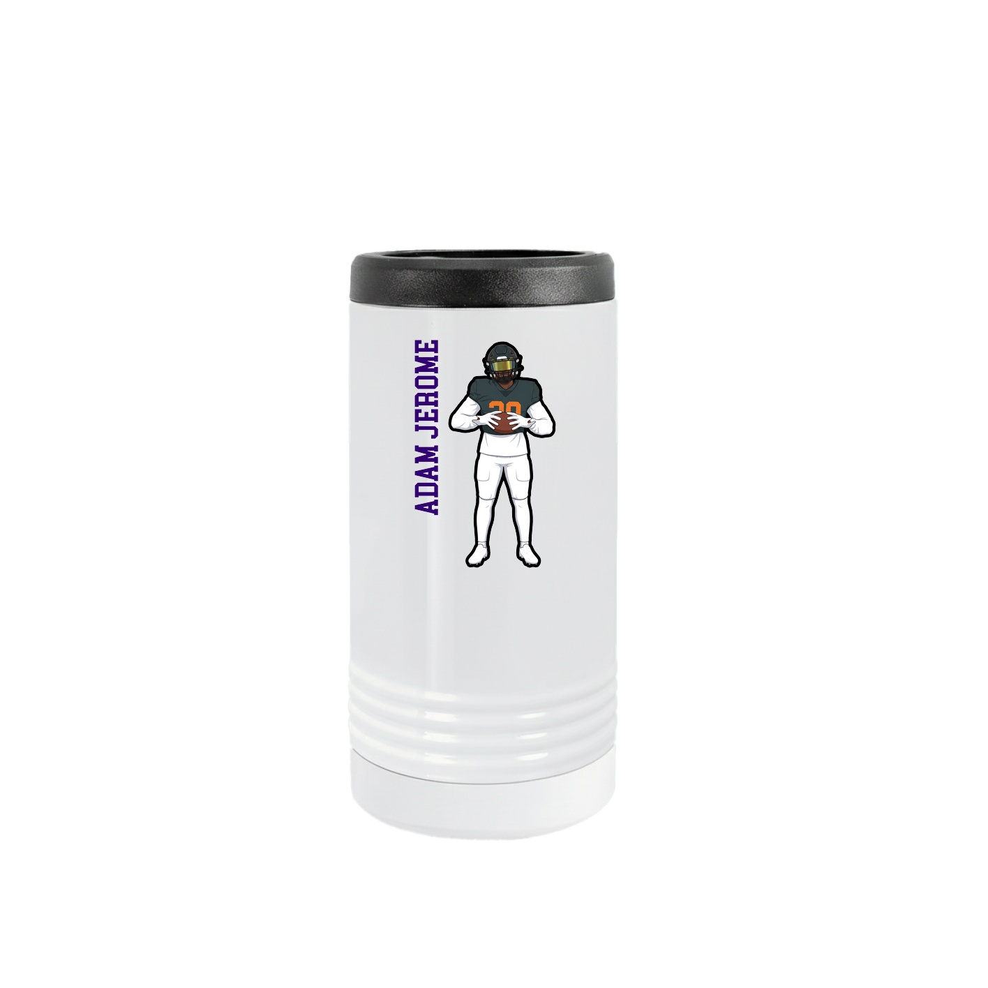 Slim Beverage Holder — Name Vertical in White