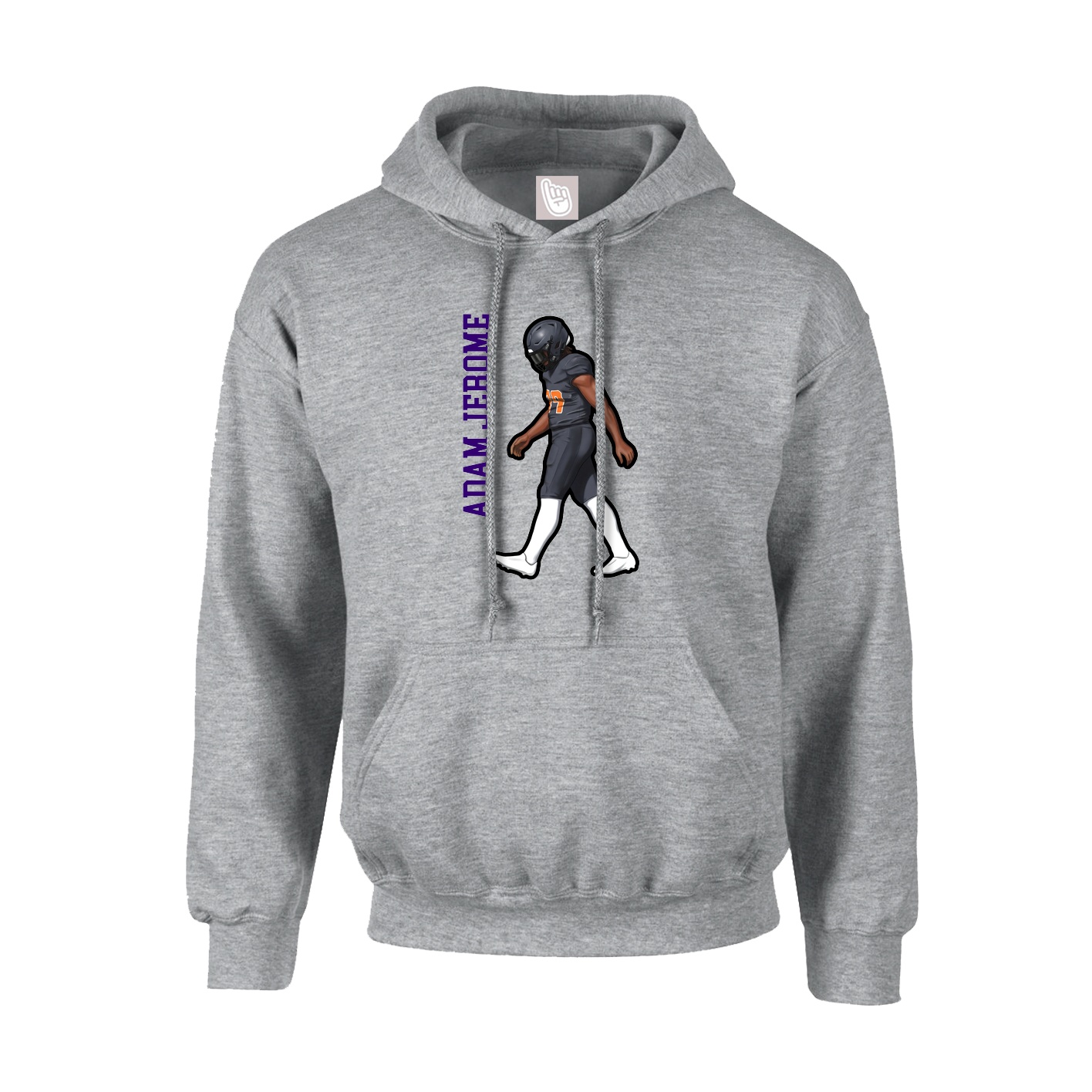 Youth Hoodie — Name Vertical in Grey