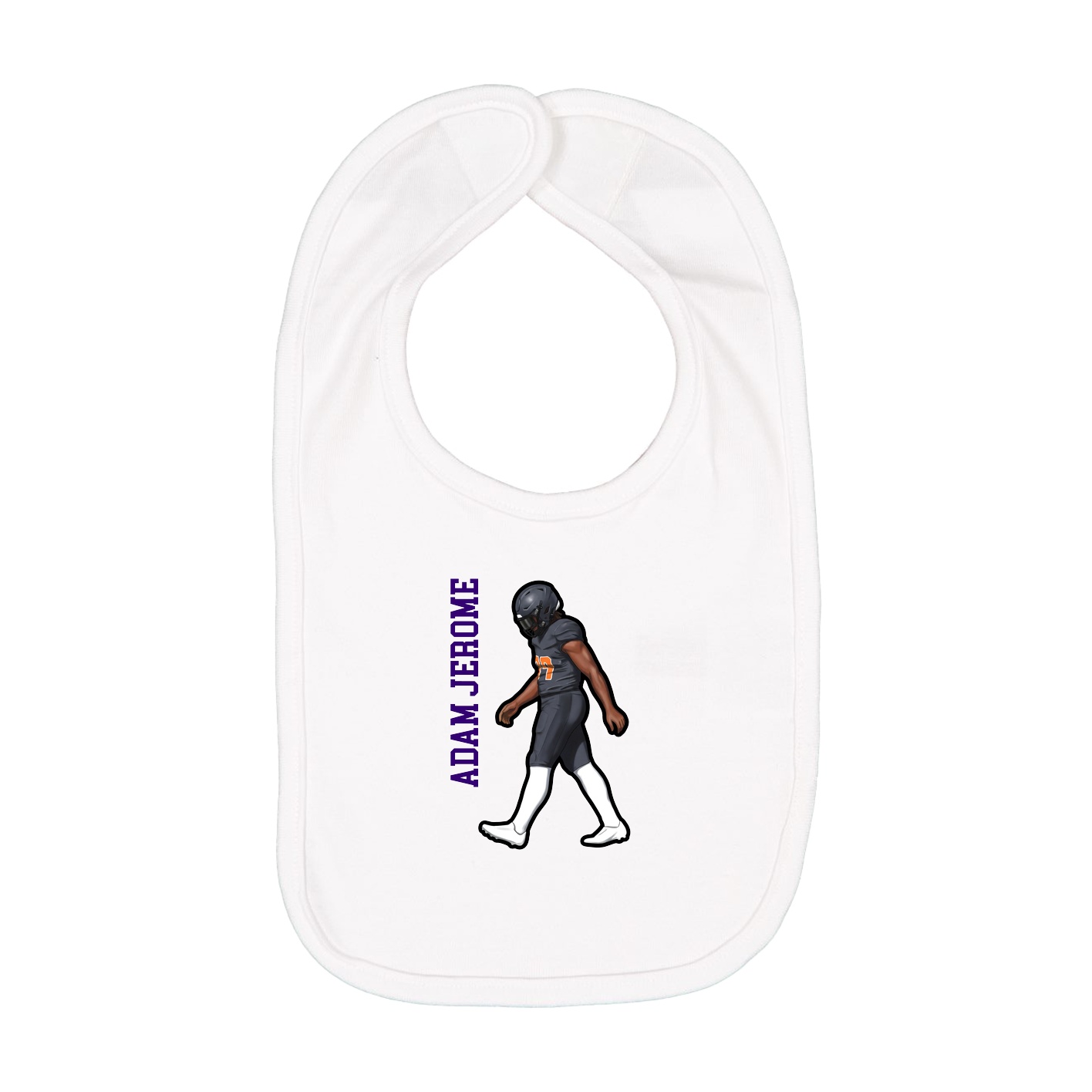 Infant Bib — Name Vertical in White