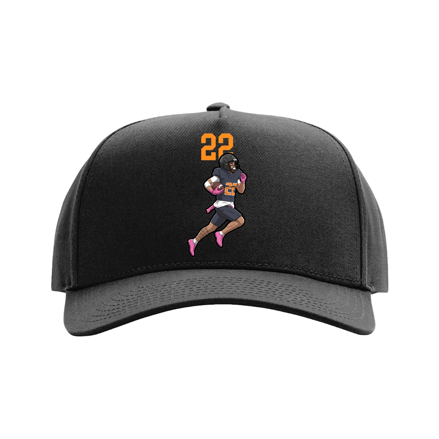 Full Fabric Five-Panel Champ Cap — Number Top in Black