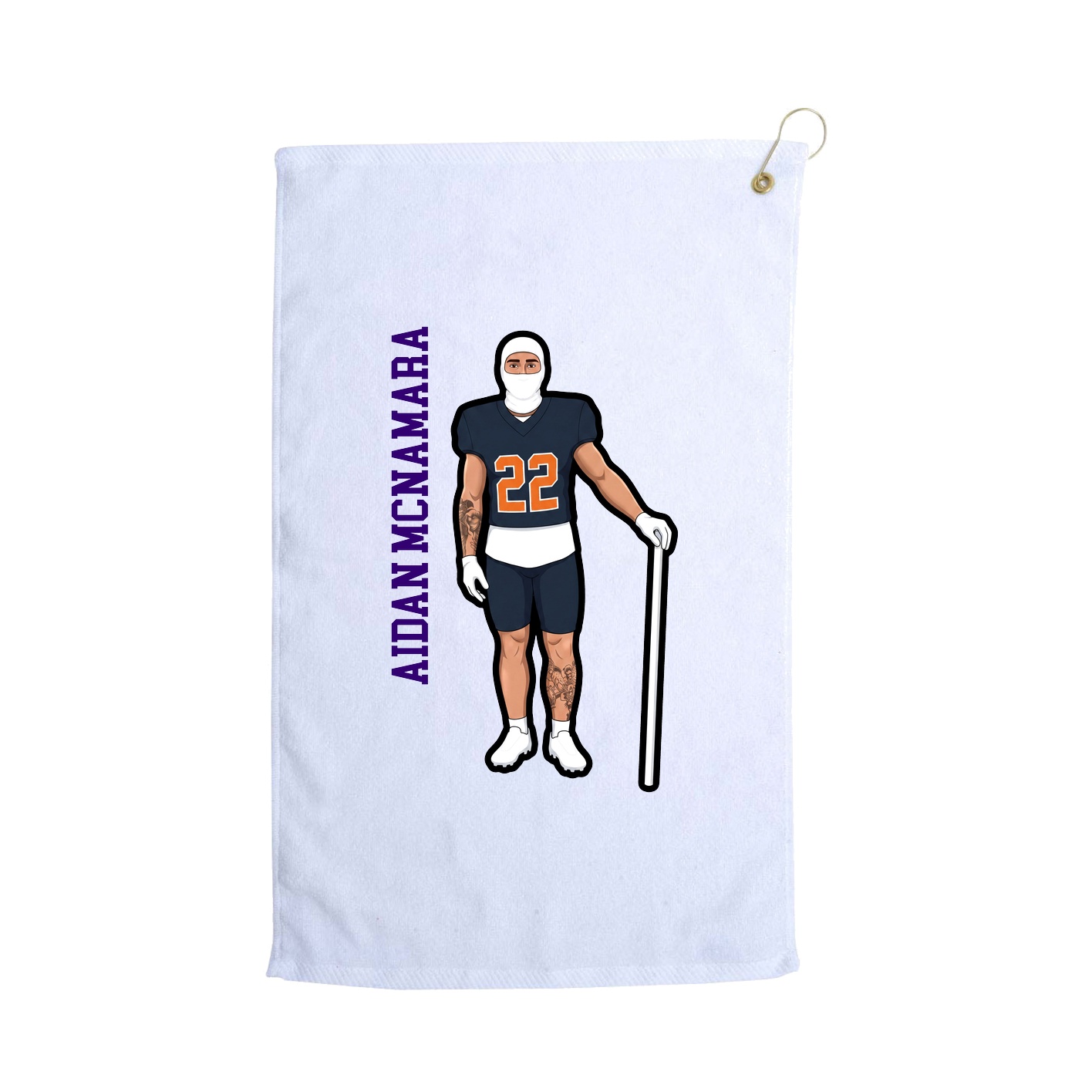 Golf Towel — Name Vertical in White