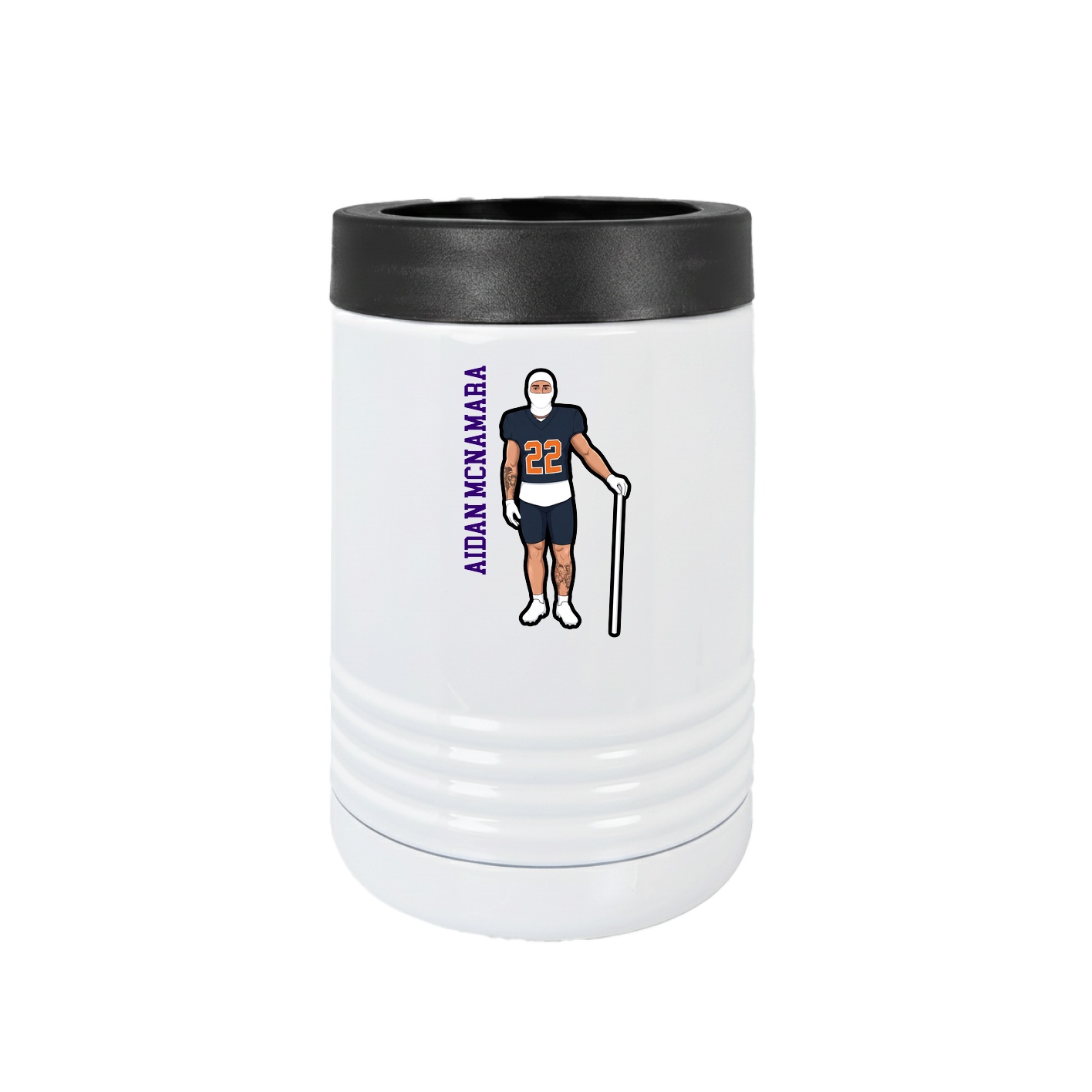 Beverage Holder — Name Vertical in White