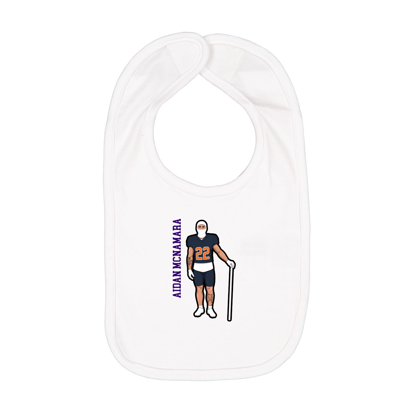 Infant Bib — Name Vertical in White