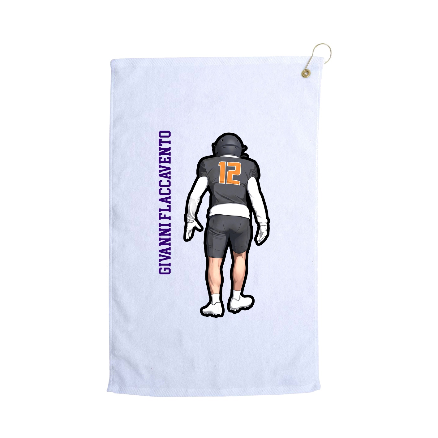 Golf Towel — Name Vertical in White