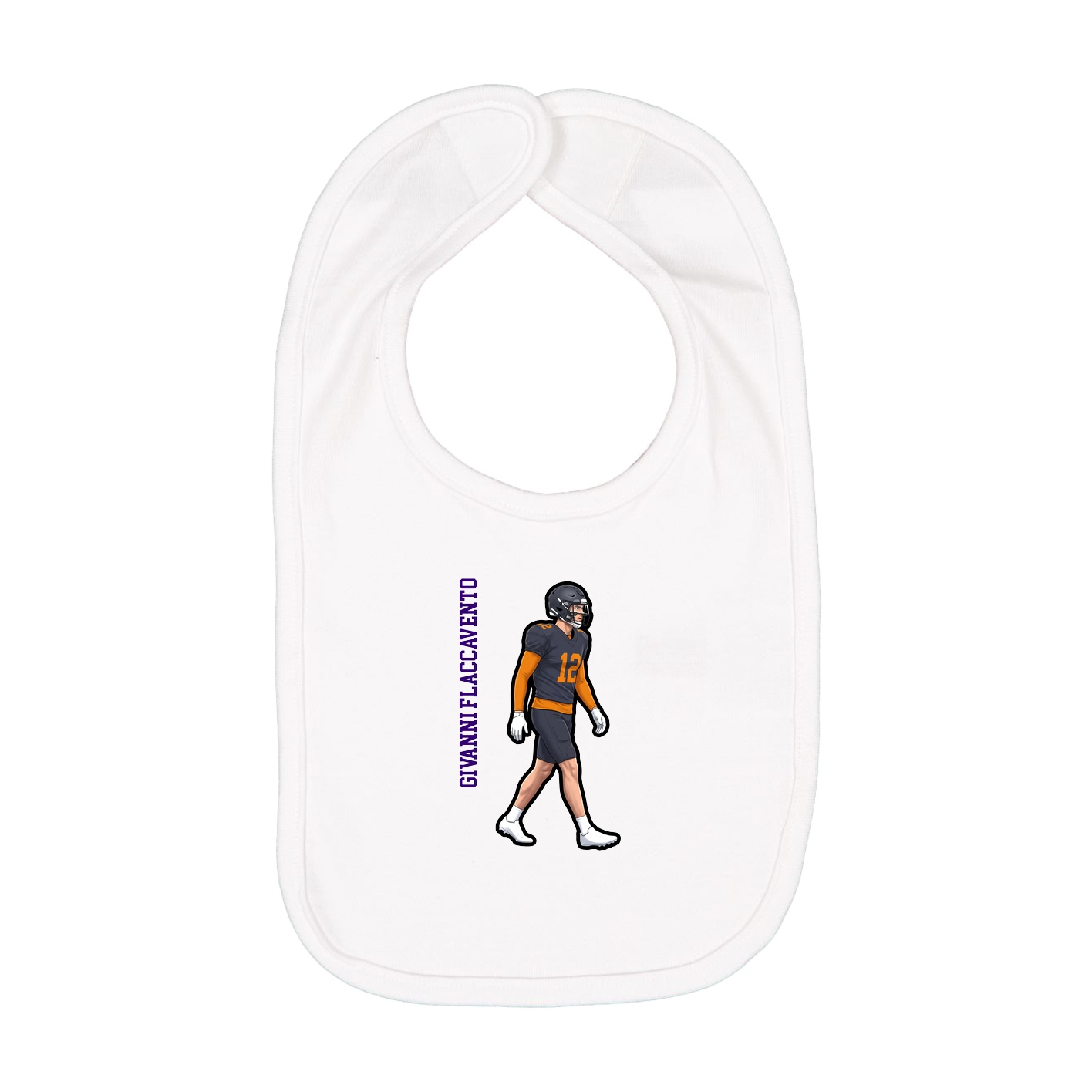 Infant Bib — Name Vertical in White