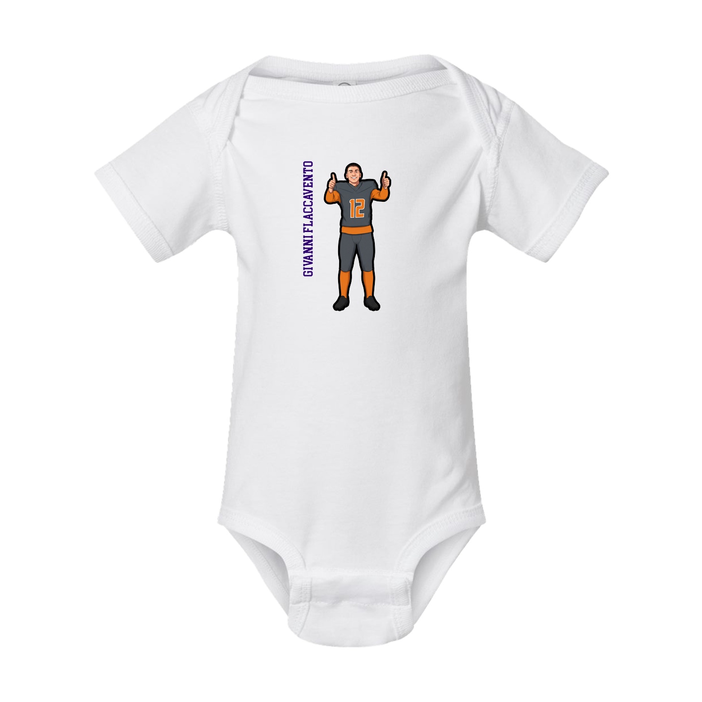 Baby Onesie — Name Vertical in White