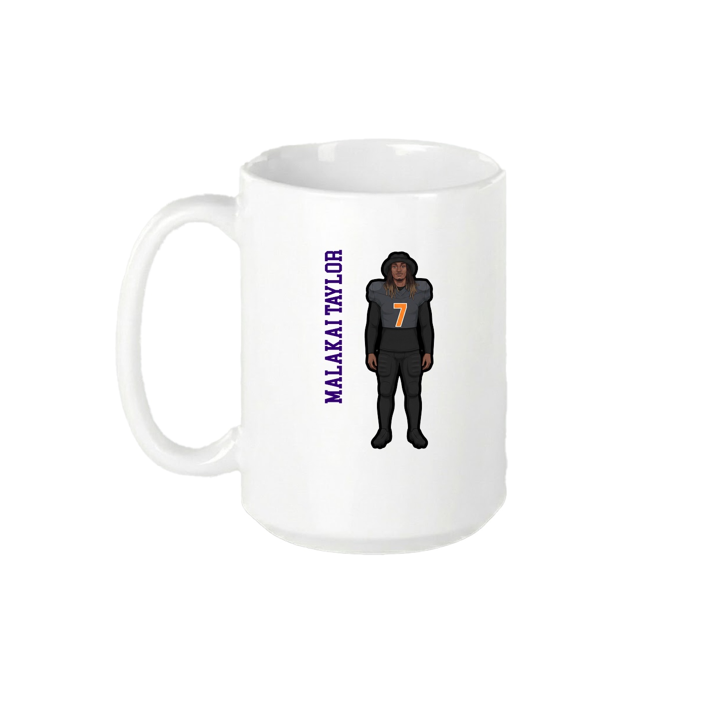 15oz Coffee Mug — Name Vertical in White