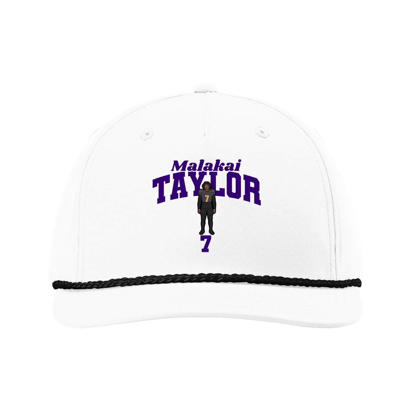 Five-Panel Classic Rope Cap — Signature Arch in White
