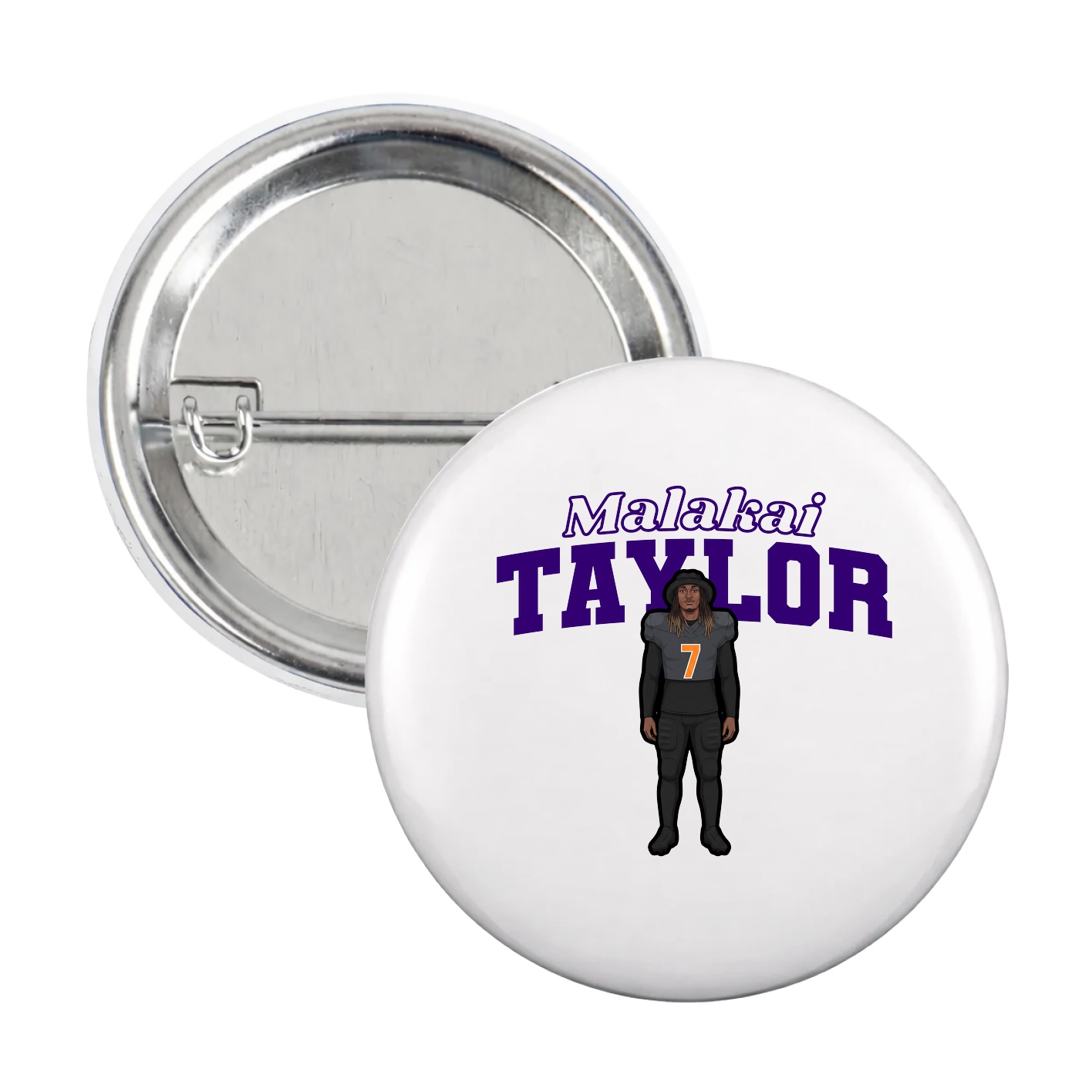 Game Day Button — Name Arch in White