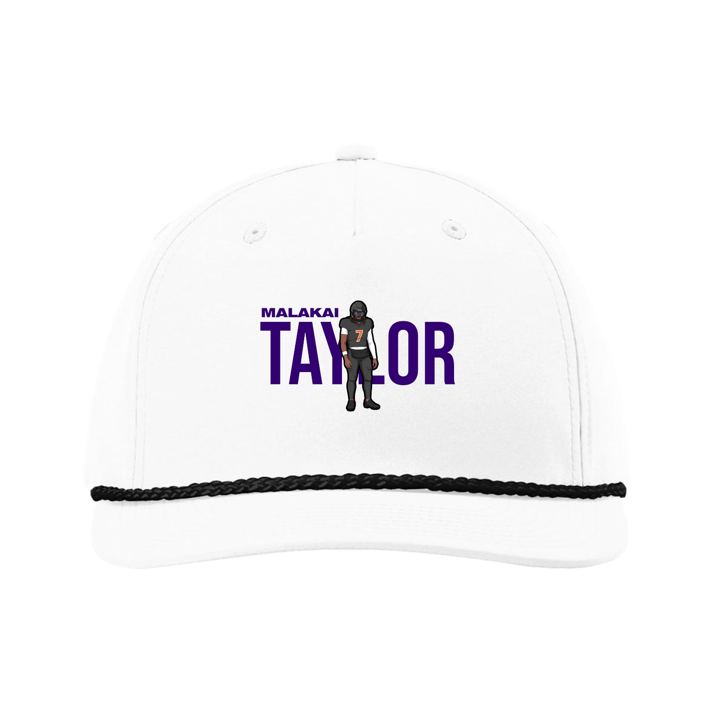 Five-Panel Classic Rope Cap — Player Name in White