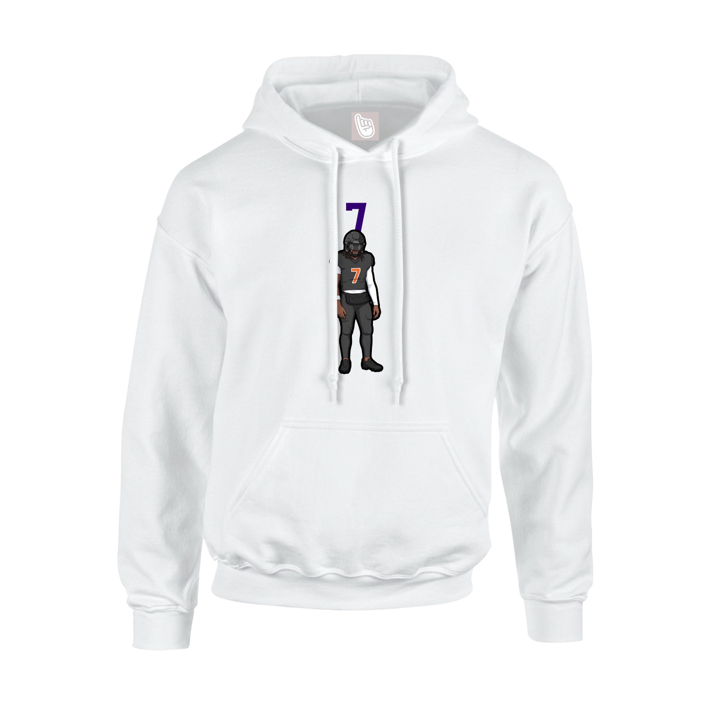 Youth Hoodie — Number Top in White