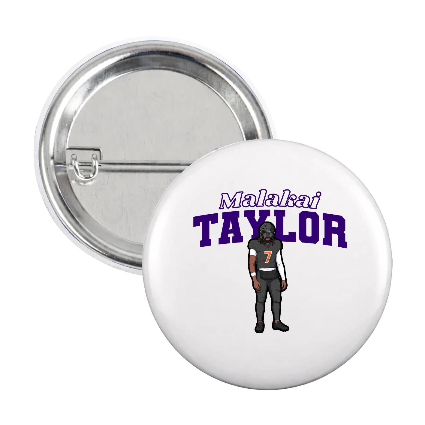 Game Day Button — Name Arch in White
