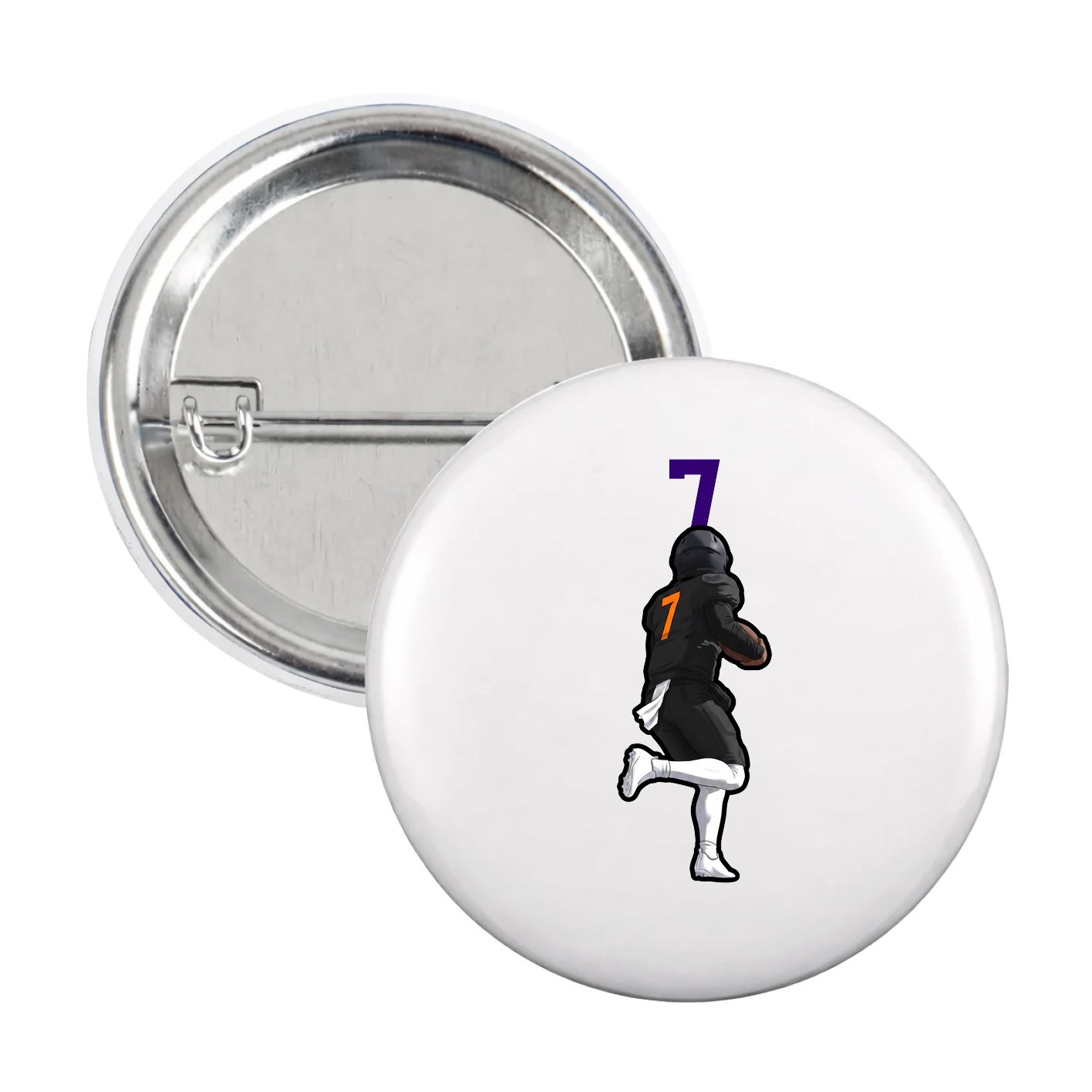 Game Day Button — Number Top in White