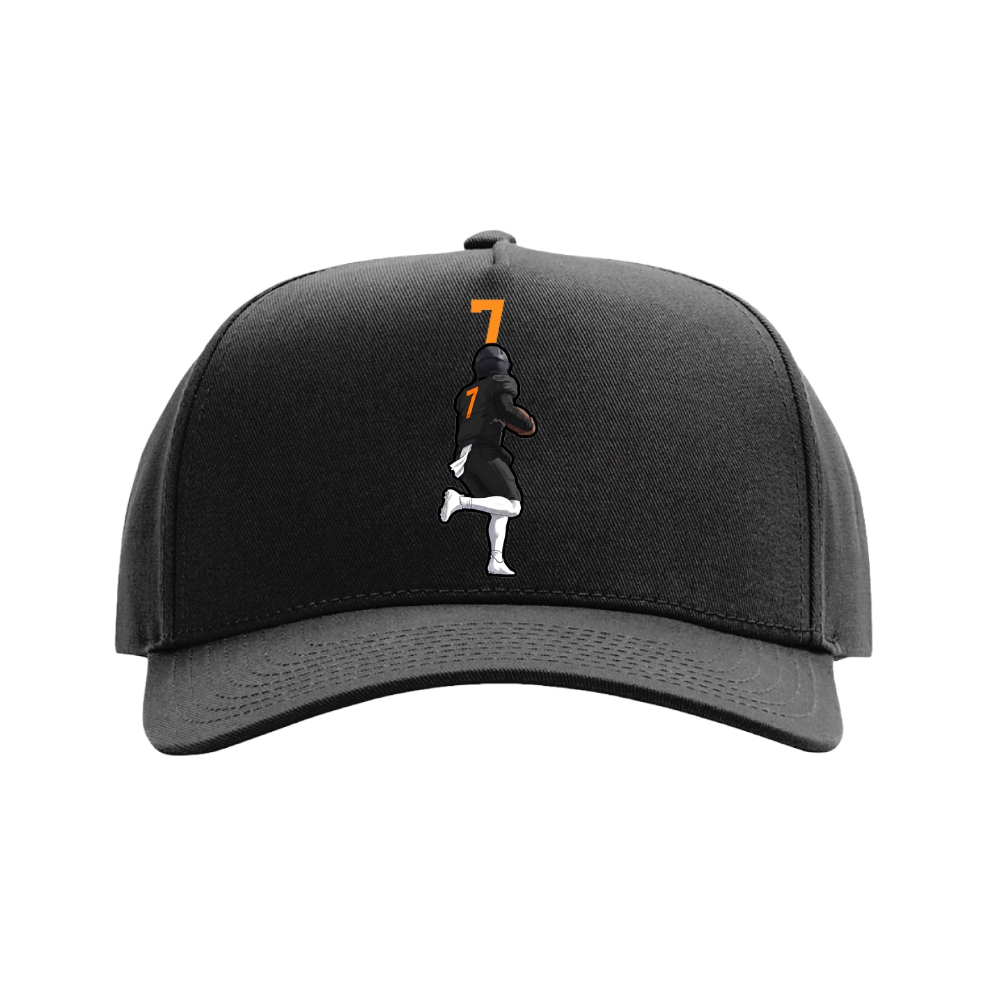 Full Fabric Five-Panel Champ Cap — Number Top in Black