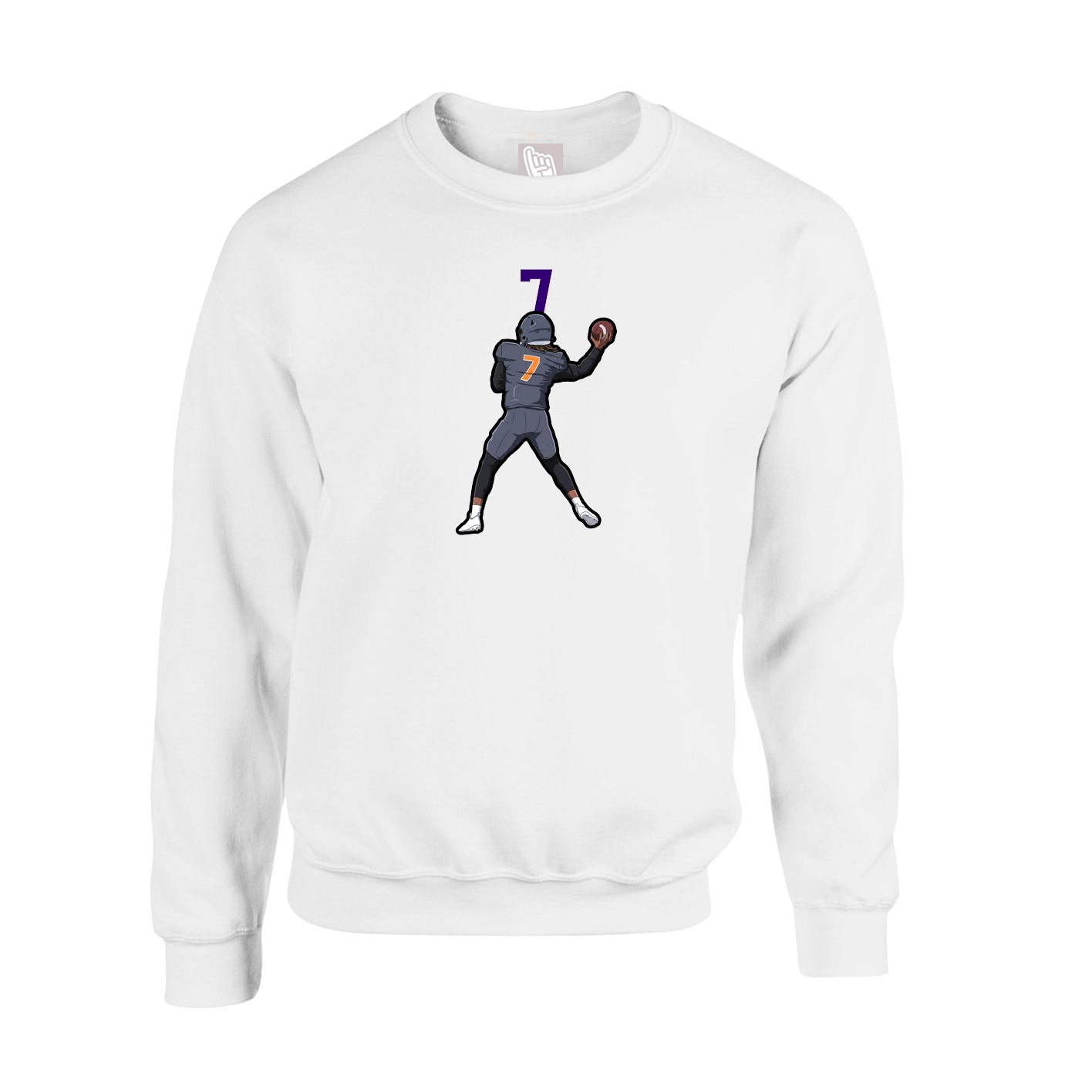 Fleece Crew — Number Top in White