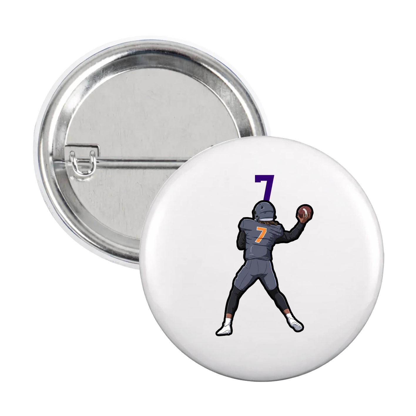 Game Day Button — Number Top in White