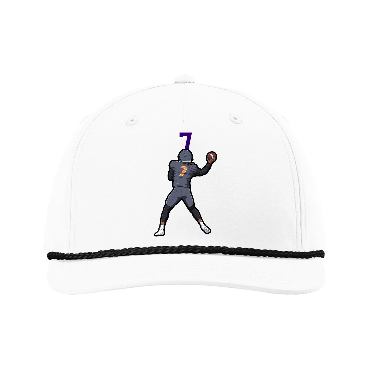 Five-Panel Classic Rope Cap — Number Top in White