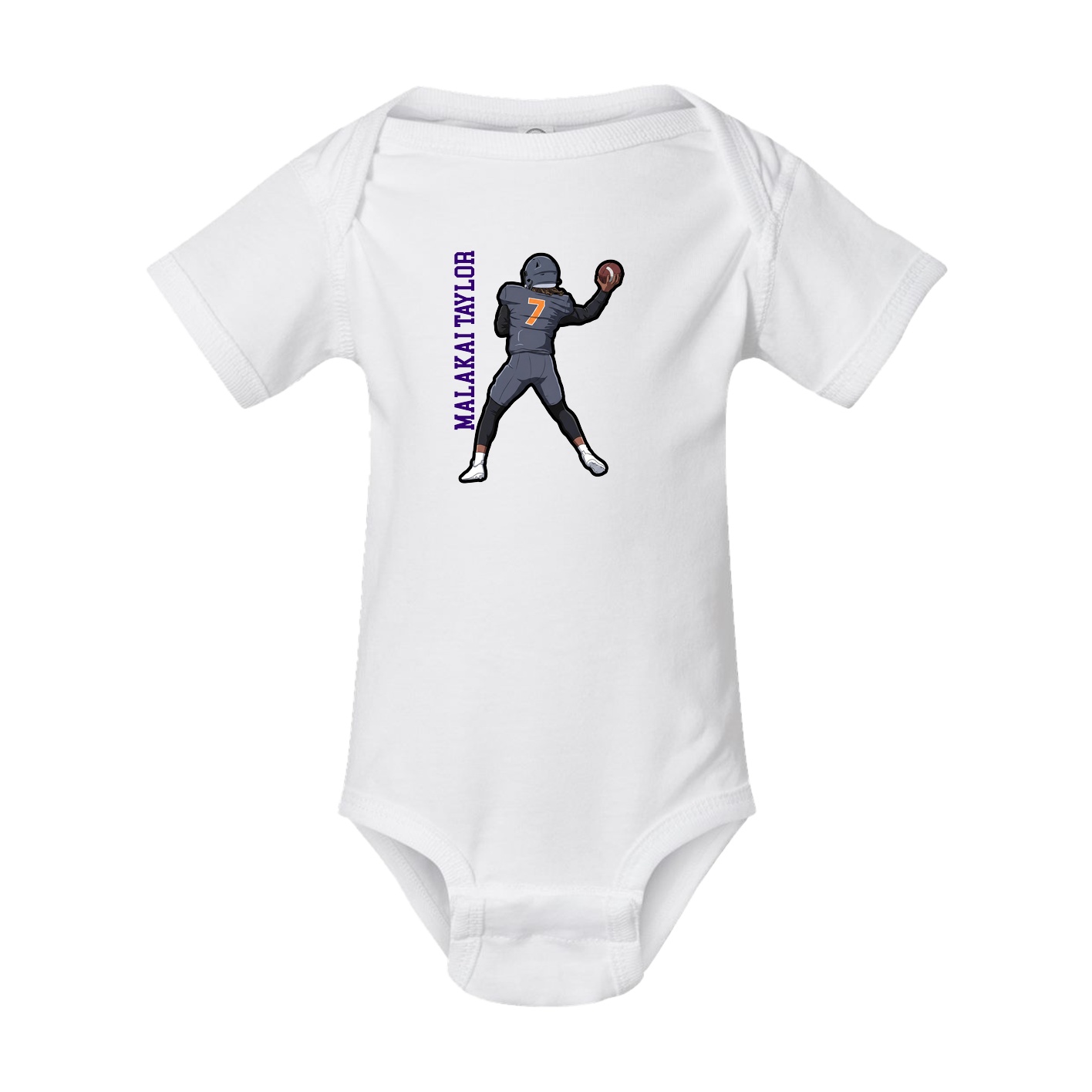 Baby Onesie — Name Vertical in White