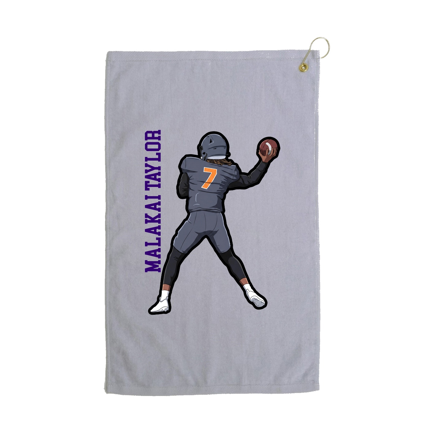 Golf Towel — Name Vertical in Grey