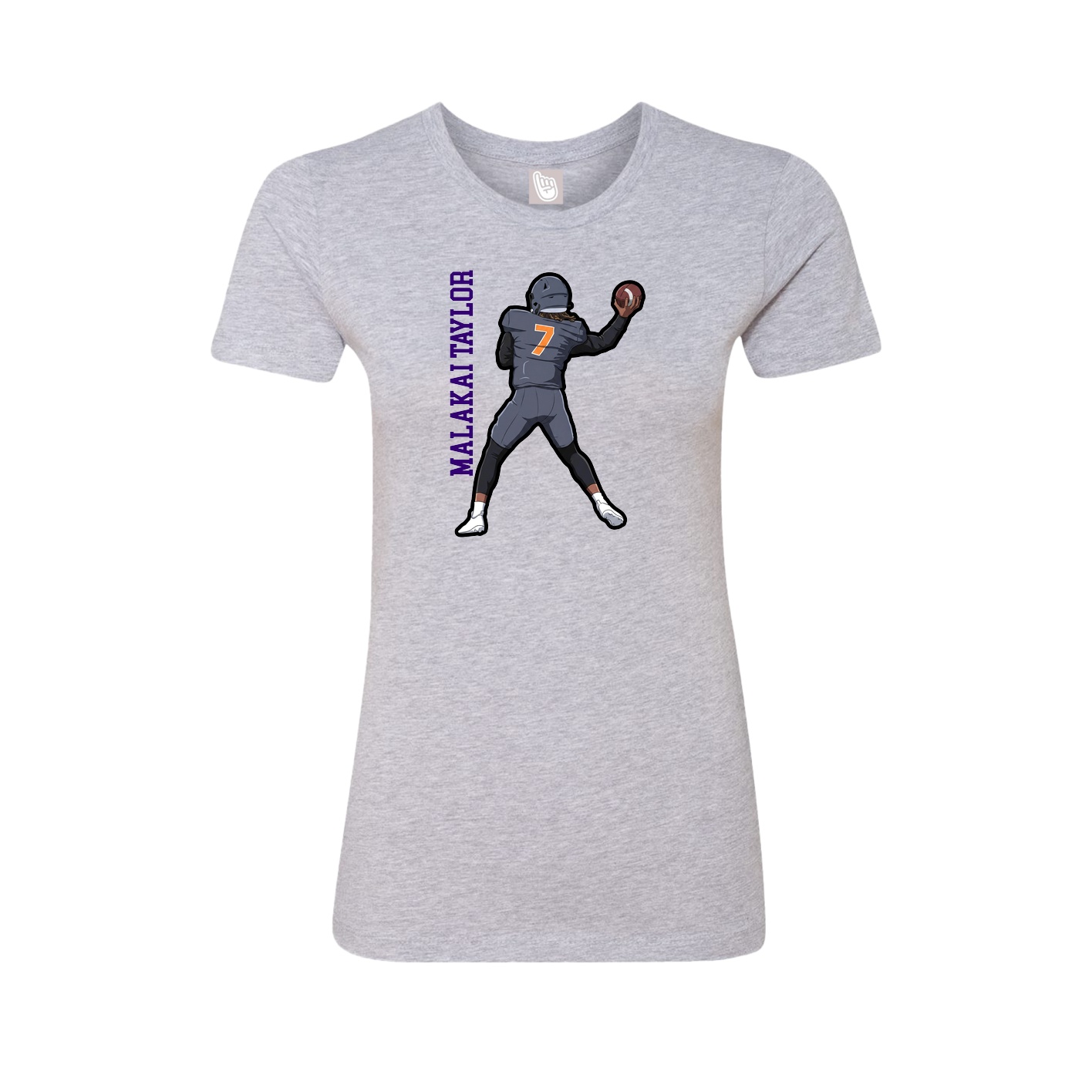 Fitted Women's Tee — Name Vertical in Grey