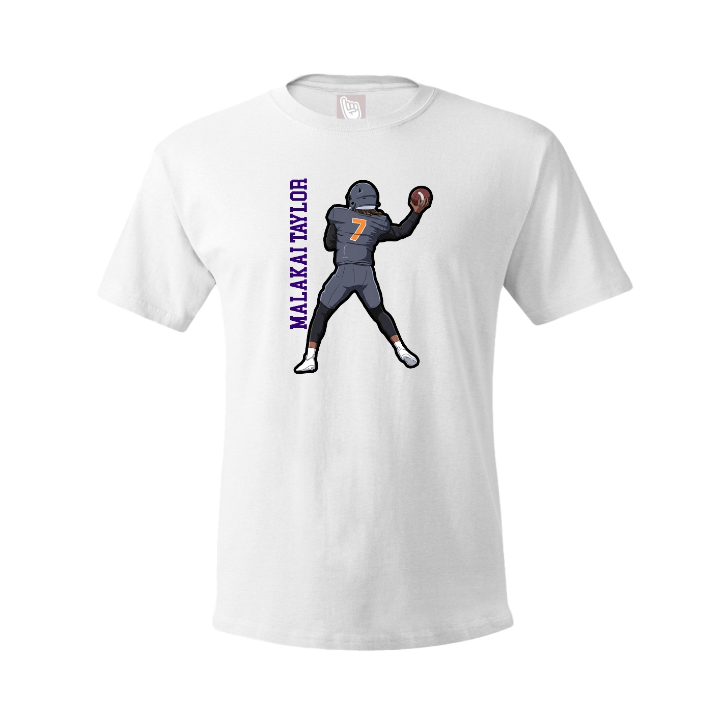 Youth Tee — Name Vertical in White