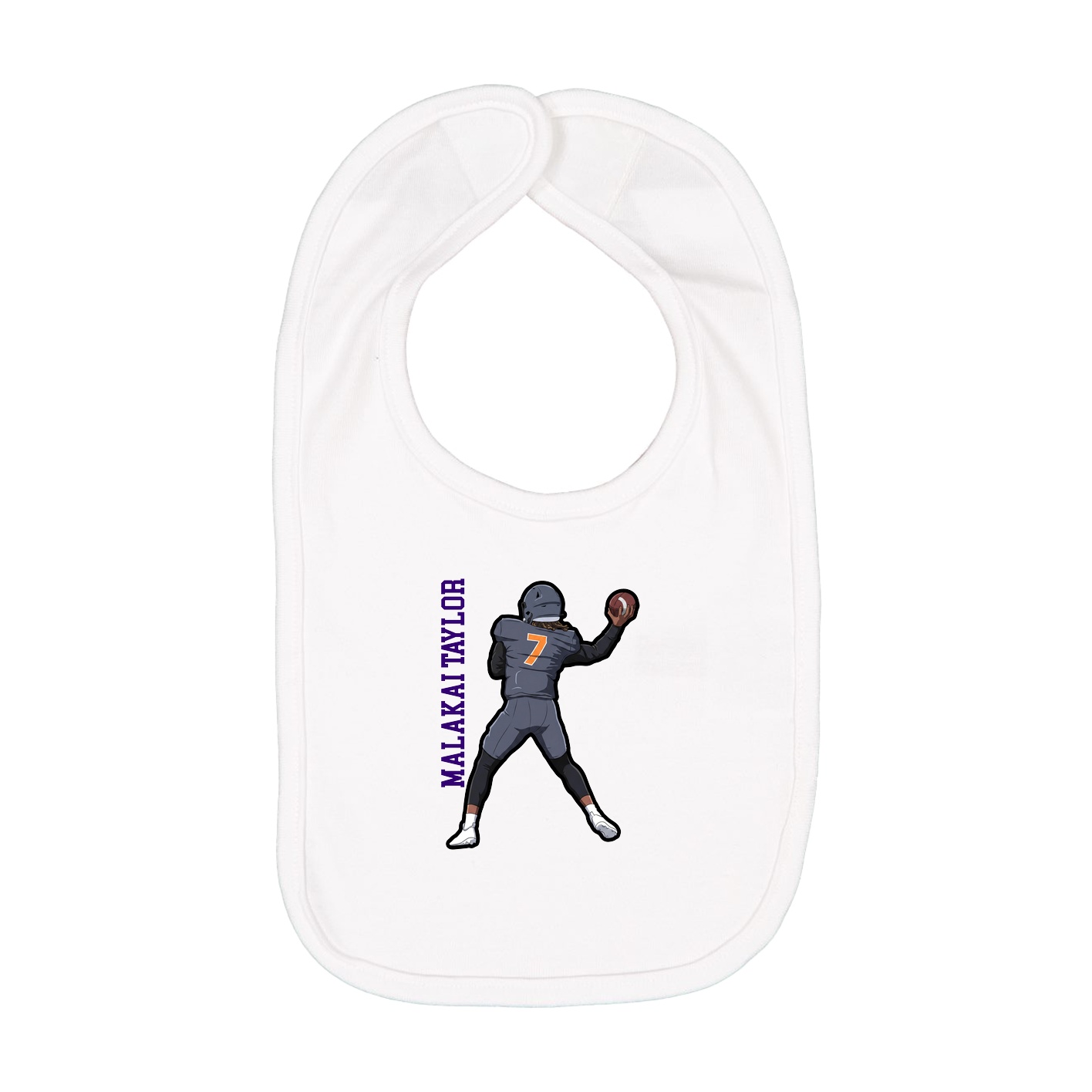 Infant Bib — Name Vertical in White
