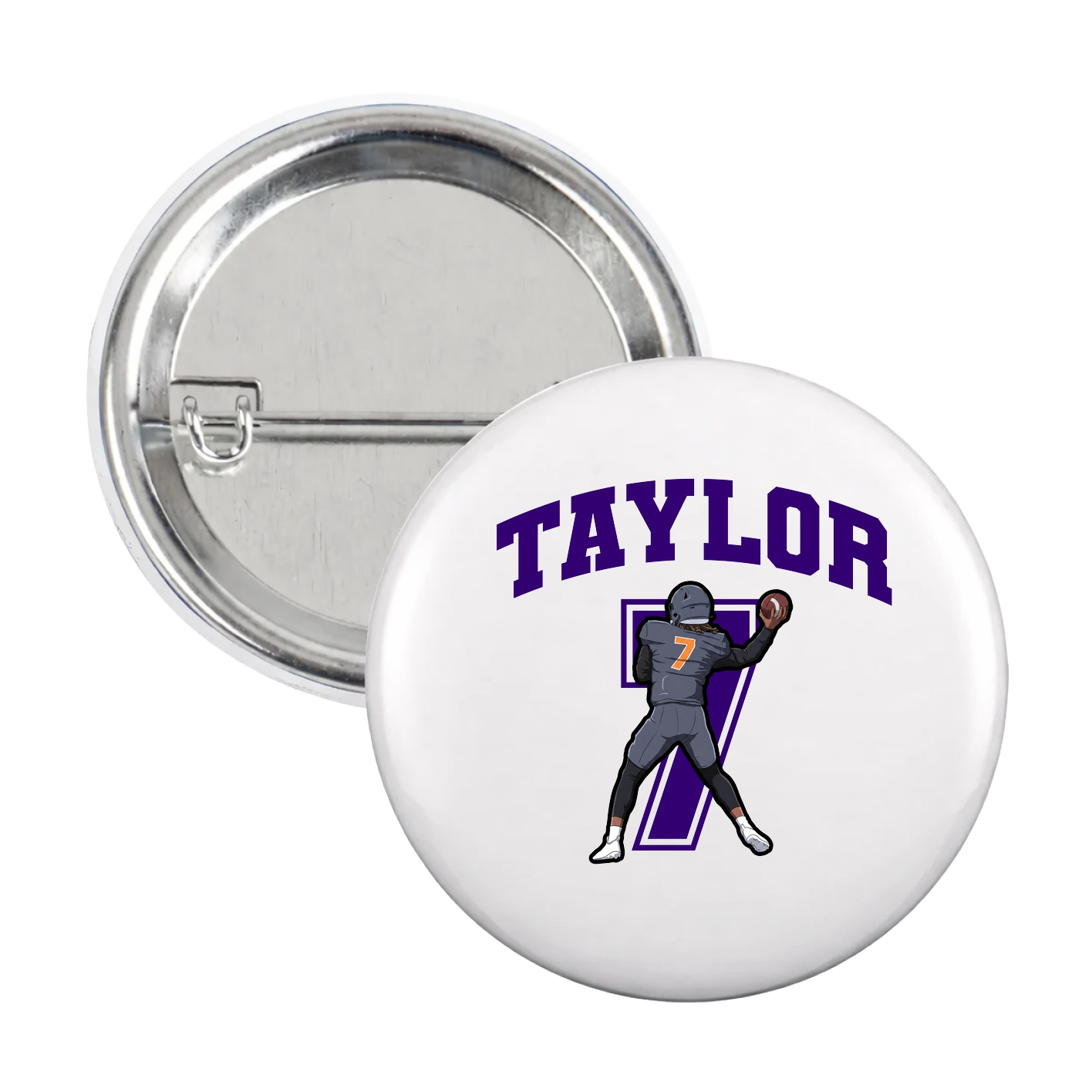 Game Day Button — Number in White